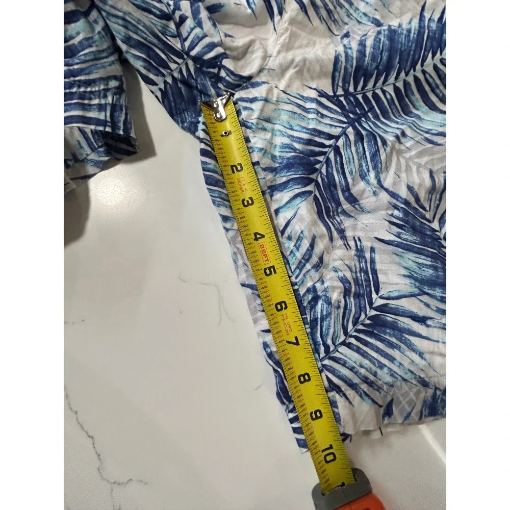 Tommy Bahama Mens XL Blue White Palm‎ Leaf Cotton Drawstring Shorts Tropical